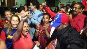 Siegesfeier von Unterstützern der Regierungspartei Maduros PSUV nach der Wahl in Venezuela