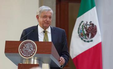 Präsident López Obrador zeigt sich offen für den Dialog mit den USA Präsident López Obrador am Rednerpult
