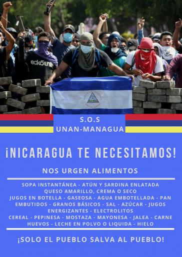 Aufruf von Studenten der Nationalen Autonomen Universität von Nicaragua zur Unterstützung der "Barrikadenkämpfer"
