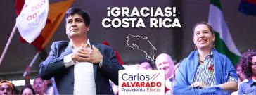 Der neue Präsident von Costa Rica, Carlos Alvarado Quesada, bedankt sich bei seinen Wählern