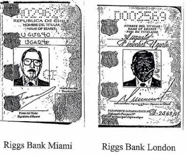 Zwei von mehreren falschen Pässen, die Chiles Ex-Diktator Pinochet zur Eröffnung von Bankkonten bei der Riggs Bank einsetzte (Bildausschnitt)