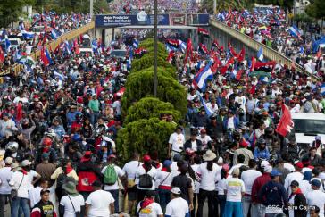 Demonstration für Frieden und gegen US-Sanktionen am Samstag in Managua, Nicaragua