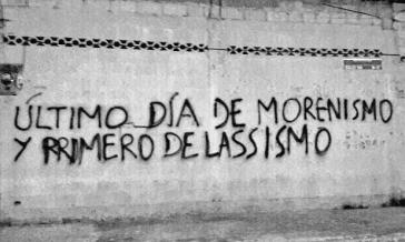 Grafito in Guayaquil, Ecuador, nach dem Referendum: "Letzter Tag des Morenismus, erster des Lassismus" - in Anspielung auf Präsident Moreno und den Bankier und Oppositionsführer Lasso