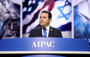 Der Präsident von Guatemala, Jimmy Morales, am Wochenende bei einem Treffen der US-israelischen Lobbyorganisation AIPAC