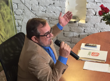 Farc-Spitzenkandidat Rodrigo Lodoño beim Wahlkampf in Kolumbien