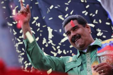 Präsident Maduro nach seinem Wahlsieg. Seine Regierung muss  "explosive Knoten" in Wirtschaft und Politik lösen