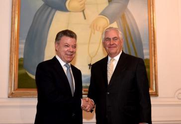 Kolumbiens Präsident Santos und US-Außenminister Tillerson wollen gemeinsam verstärkt gegen Venezuela vorgehen
