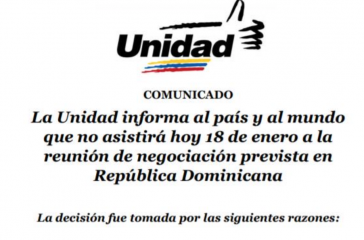 Titel des Kommuniqués des Oppositionsbündnisses MUD in Venezuela