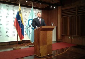 Venezuelas Generalstaatsanwalt Tarek William Saab bei der Pressekonferenz am Dienstag