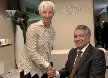 IWF-Chefin Christine Lagarde mit Ecuadors Präsident Lenín Moreno beim Weltwirtschaftsforum in Davos im Januar 2019
