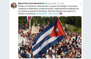 Der Tweet von Kubas Präsident Díaz Canel zum Statement des USA-Außenministeriums