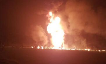 Die explodierte Pipeline im Bundesstaat Hidalgo, Mexiko