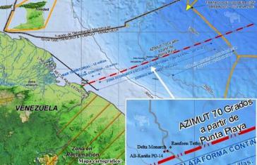 Das Informationsministerium von Venezuela dokumentiert Schiffspositionen und Grenzverläufe