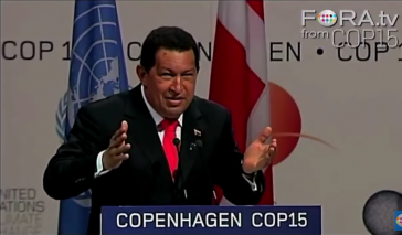 Venezuelas Präsident Hugo Chávez bei seiner Ansprache in Kopenhagen (Screenshot)