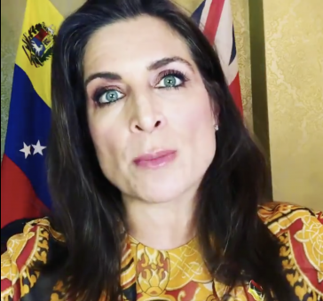 Von nun an wohl nicht mehr vor britischer und venezolanischer Flagge zu sehen: Vanessa Neumann, bisherige "Botschafterin" von Guaidó in London
