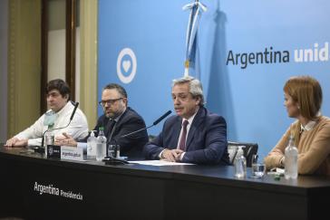 Präsident Fernández bei der Pressekonferenz, bei der er Einzelheiten zur geplanten Verstaatlichung des Agrarkonzerns Vicentín bekanntgab