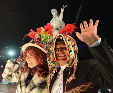 Evo Morales in Argentinien neben Cristina Kirchner