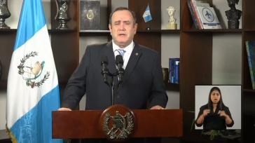 Guatemalas Präsident Giammattei bei seiner Ansprache am Sonntag