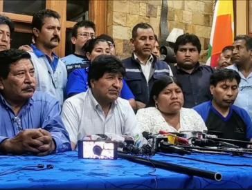 Evo Morales bei der Veranstaltung zur Wahl als neuer Vorsitzender der MAS