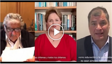José "Pepe" Mujica aus Uruguay, Dilma Rouseff aus Brasilien und Rafael Correa aus Ecuador mit ihrer Videobotschaft Bilder José 'Pepe' Mujica, Dilma Rouseff, Rafael Correa