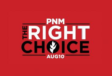 Werbebanner des People’s National Movement für die Abstimmung am 10. August: "PNM ‒ Die richtige Wahl"