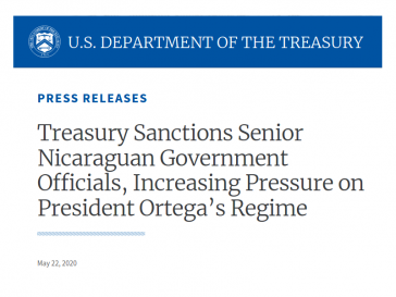 Das US-Büro für die Kontrolle ausländischer Vermögenswerte hat den Armeechef und den Finanzminister Nicaraguas sanktioniert