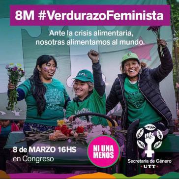 "Angesichts der Lebensmittelkrise ernähren wir die Welt": Aufruf zum Frauenstreik von Landarbeiterinnen. Sie verteilten Gemüse bei der Kundgebung vor dem Kongress