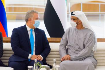 Der kolumbianische Präsident Iván Duque und Mohamed bin Zayed, Kronprinz von Abu Dhabi und stellvertretender Oberbefehlshaber der Streitkräfte der VAE