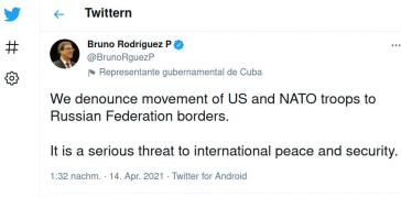 Tweet des kubanischen Außenministers Tweet des kubanischen Außenministers
