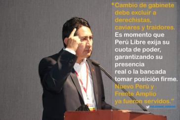 In den sozialen Medien äußerte die Partei – allen voran Parteichef Vladimir Cerrón (Bild) – offen ihren Unmut über die Kabinettsumbildung