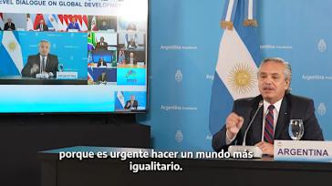 Argentiniens Präsident Fernández beim Brics-Plus-Treffen am 24. Juni: "Es ist notwendig eine gerechtere Welt zu schaffen" (Screenshot)
