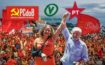 Das neue Bündnis bilden PT, PCdoB und GV. Luciana Santos, Vorsitzende der KP, bei einer Kundgebung mit Lula da Silva