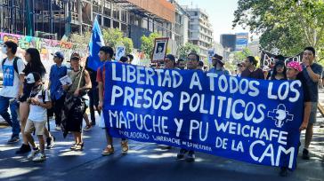 Bei der Demonstration am Tag der Menschenrechte in Santiago war die Freilassung der Gefangenen aus der "Coordinadora Arauco-Malleco" eine der Forderungen