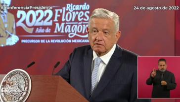 Mexikos Präsident López Obrador bei seiner Pressekonferenz am 24. August Mexikos Präsident López Obrador bei seiner Pressekonferenz am 24. August