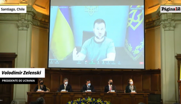 Der ukrainische Präsident Zelenskyj sprach über Videokonferenz in Chile (Screenshot) Der ukrainische Präsident Zelenskyj sprach über Videokonferenz in Chile (Screenshot)