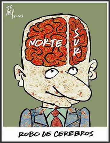 "Raub von Gehirnen". Karikatur des kubanischen Künstlers Tomás Rodríguez Zayas (1949–2010)