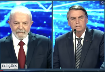 Die beiden aussichtsreichsten Präsidentschaftskandidaten Lula da Silva (links) und Jair Bolsonaro (rechts) bei der ersten TV-Debatte am 28. August
