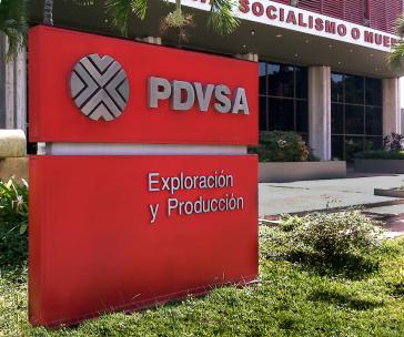 Eingang des PDVSA-Sitzes in der Avenida 5 de Julio in Maracaibo