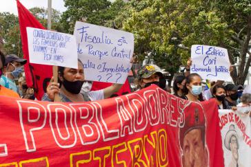 Protest gegen Zwangsräumungen in Caracas vor dem Sitz der Generalstaatsanwaltschaft
