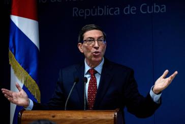 Kubas Außenminister Rodríguez bei der Pressekonferenz am Donnerstag