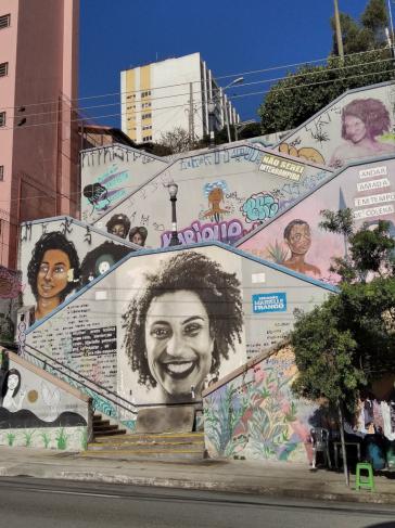 Wandbild in São Paulo zum Gedenken an Marielle Franco (2021)
