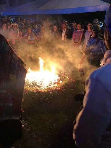 Zeremonie indigener Gemeinschaften während der Proteste in San Marcos La Laguna