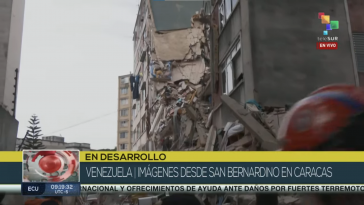 Ein eingestürztes Wohngebäude in Caracas. Rettungskräfte sind seit den frühen Morgenstunden im Einsatz Ein eingestürztes Wohngebäude in Caracas. Rettungskräfte sind seit den frühen Morgenstunden im Einsatz
