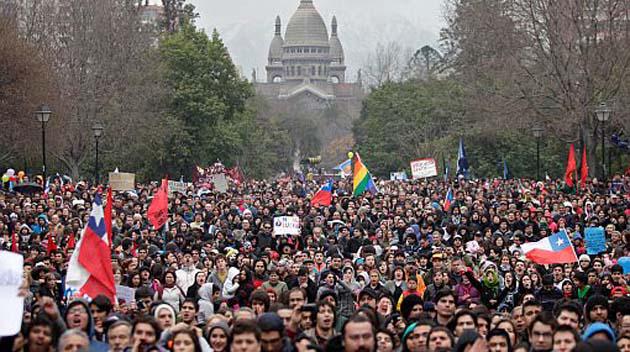 Demonstrationszug in Santiago de Chile