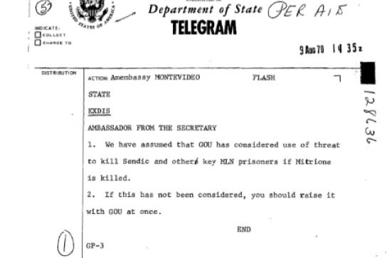 Geiselmord "jetzt ansprechen": Telegramm an die US-Botschaft in Montevideo