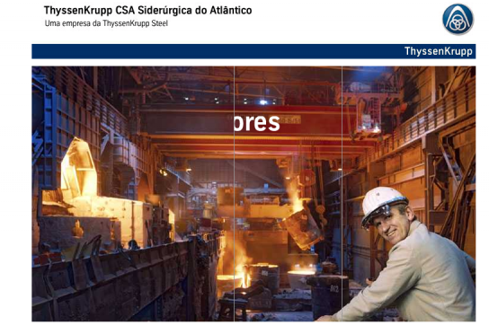 Ansicht der Homepage der Companhia Siderúrgica do Atlântico (CSA) Homepage der Companhia Siderúrgica do Atlântico (CSA)