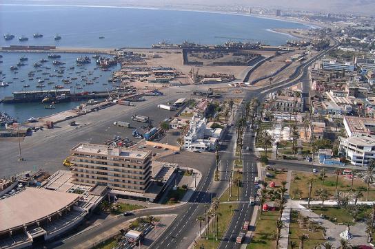 Der Hafen von Arica im Norden Chiles. Hafen von Arica