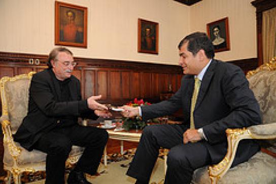 Beim Interview: Ramonet und Correa Ignacio Ramonet und Rafael Correa