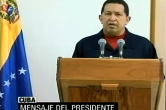 Hugo Chávez bei seiner Ansprache aus Kuba Hugo Chávez bei seiner Ansprache aus Kuba