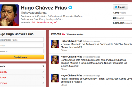Twitter-Seite von Chávez